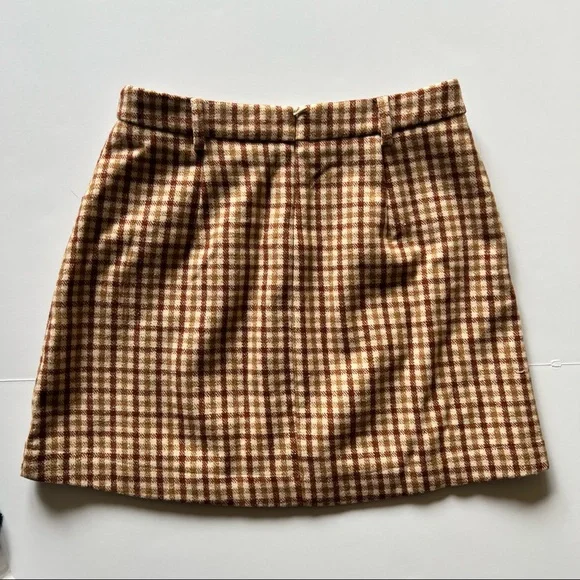 Lulu's Skirt Sycamore Plaid Mini in Brown Sz M - Picture 6 of 9